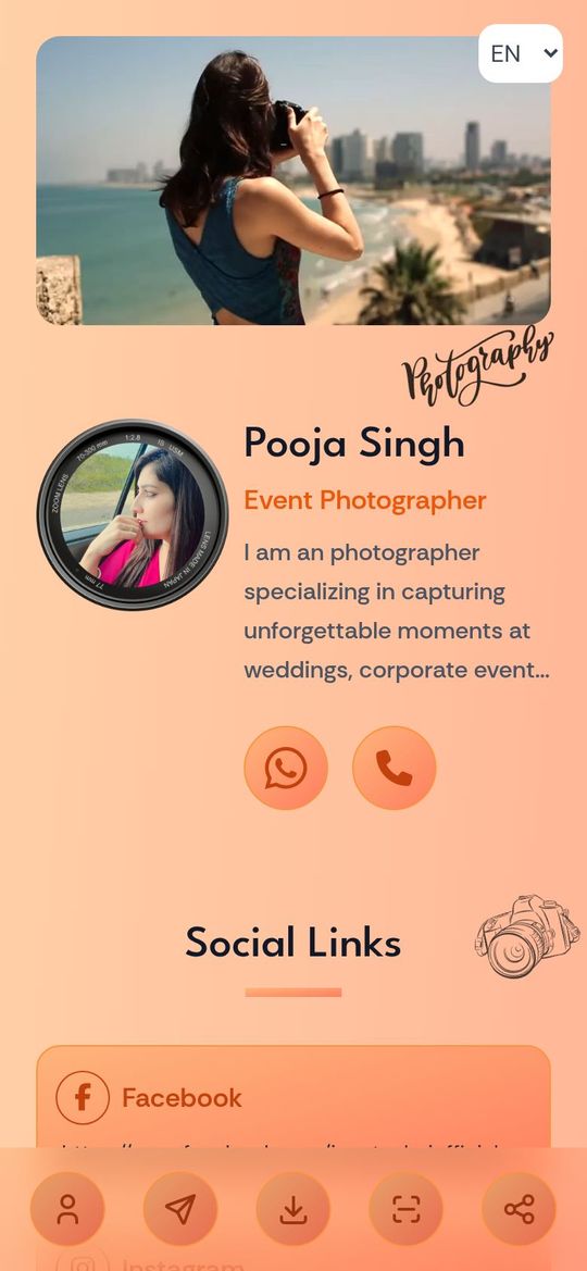 Event Photographer demo profile on InnoTechAI