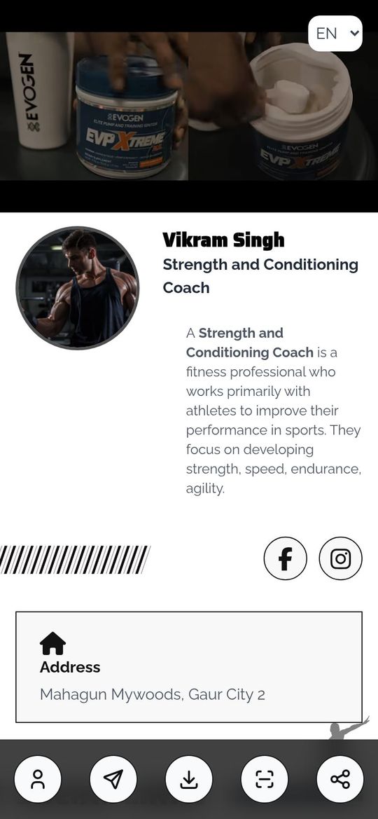 Gym & Fitness Coach demo profile on InnoTechAI
