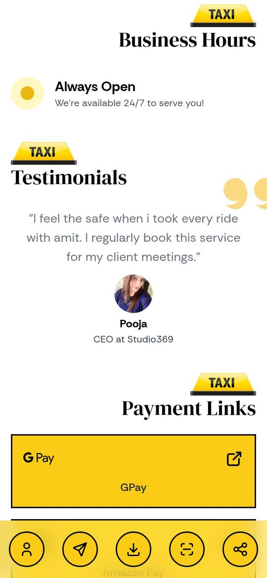 Taxi Driver demo profile on InnoTechAI (business hours)