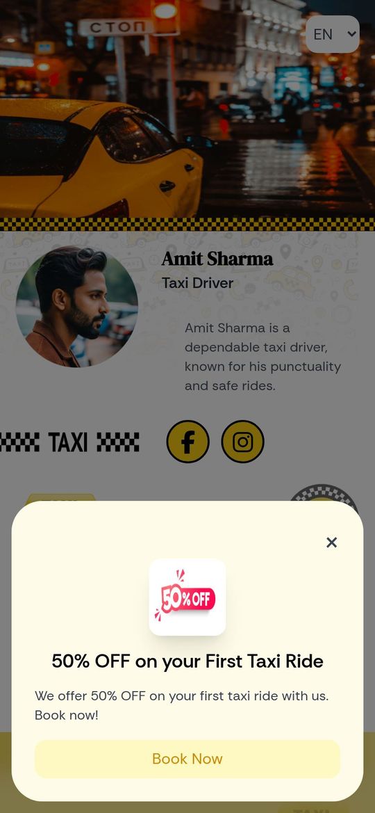 Taxi Driver demo profile on InnoTechAI