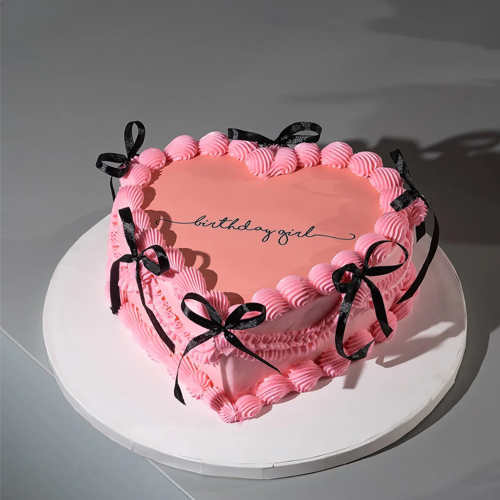 Heart Shape Ribbon Cake